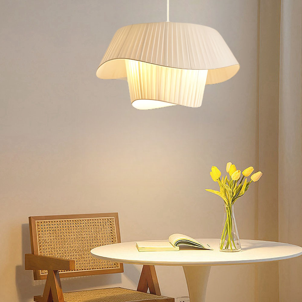 Cream style chandelier straw hat warm fabric lamp 18