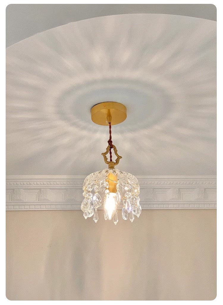 French style crystal small chandelier full copper 13
