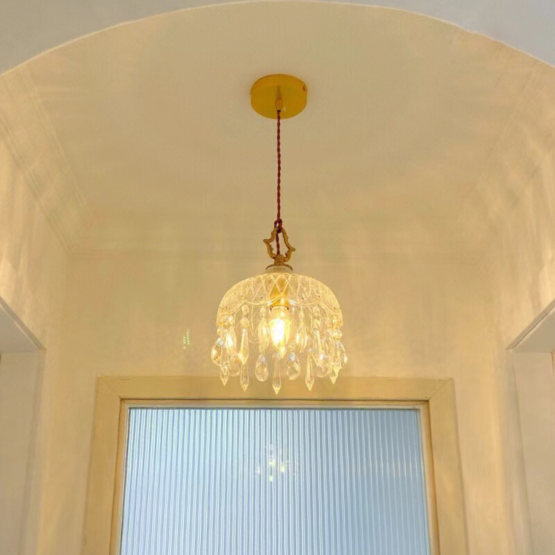 French style crystal small chandelier full copper 13