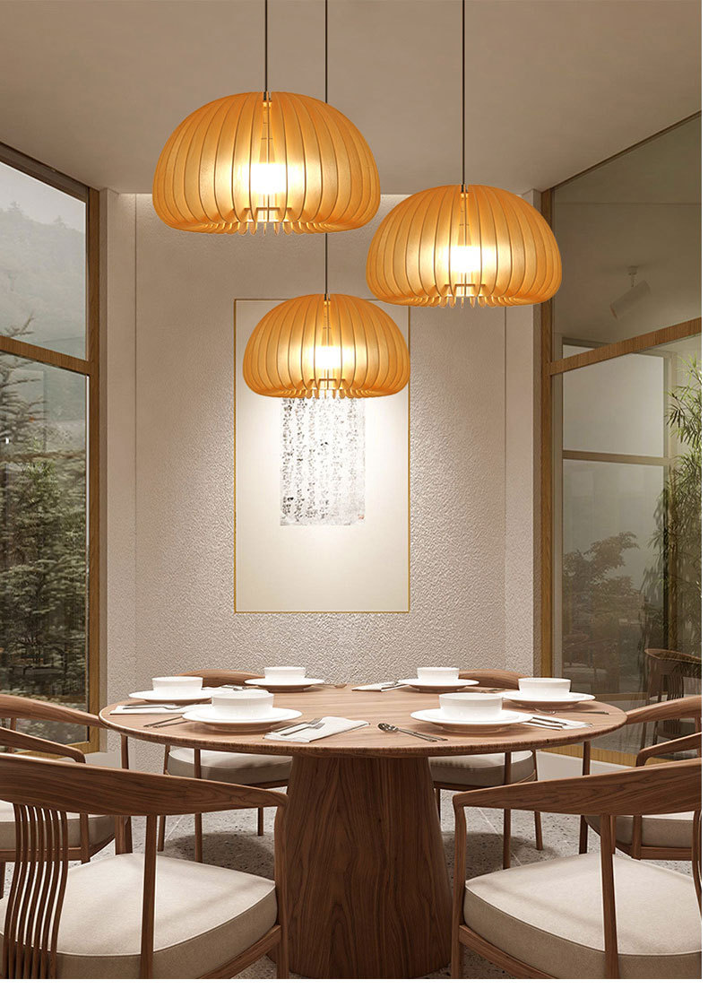 Simple Chinese style wooden art chandelier 17 01