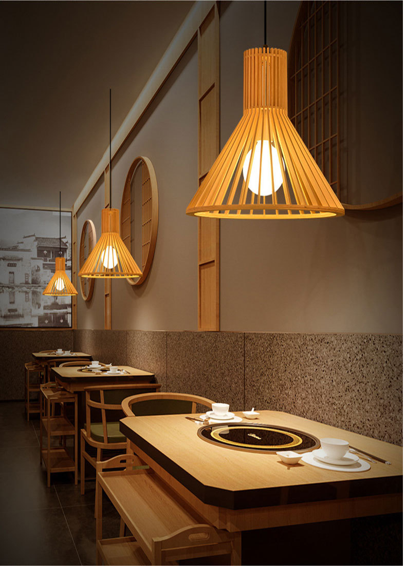Simple Chinese style wooden art chandelier 17