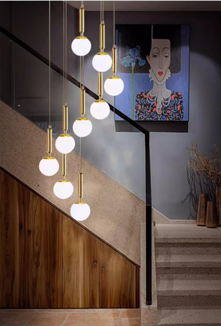Simple high-altitude spiral staircase chandelier 8