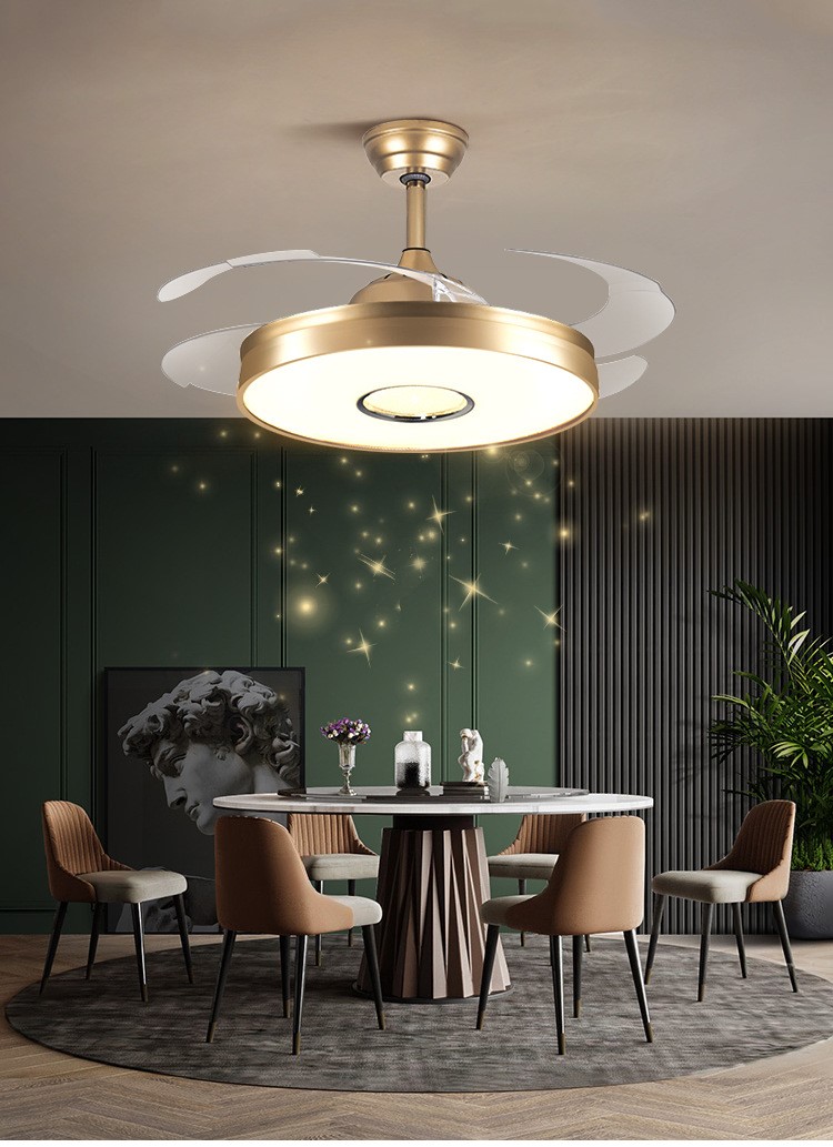 Light luxury variable frequency electric fan chandelier 52