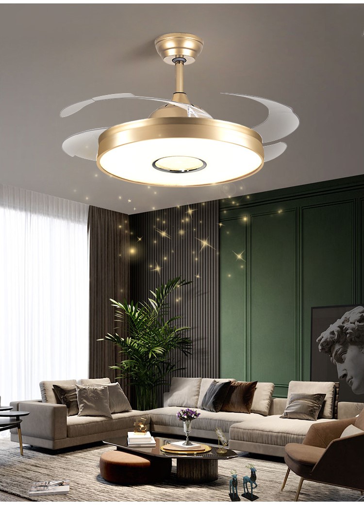 Light luxury variable frequency electric fan chandelier 52 02